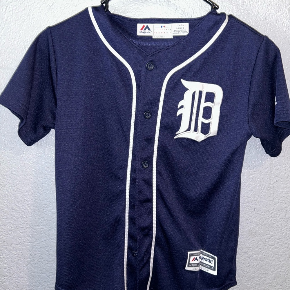 Majestic Navy and White Kids Jersey